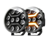 CO LIGHT 9 Inch Round LED Work Light with White/Amber DRL, 180W 12V/24V Driving Lights with Spot Flood Combo Beam for Off-Road/Lorry/Van/Truck/Tractor/Marine/Construction Vehicle