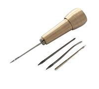 Copper Handle 4 Needles Sewing Awl Hand Stitcher Shoe Repair Tool Kit for DIY Sewing Repairing Canvas Leather (Gold)