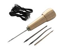 Copper Handle 4 Needles Sewing Awl Hand Stitcher Shoe Repair Tool Kit with 9m Nylon Cord Thread for DIY Sewing Repairing Canvas Leather (Gold +Black)