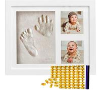 Co Little Baby Handprint & Footprint Kit (Date & Name Stamp) Clay Hand Print Picture Frame for Newborn - Best New Mom Gift - Foot Impression Photo Keepsake for Girl & Boy - White Feet Imprint Mold