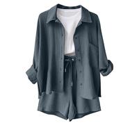 co ord sets for women shorts,Vacation Outfits for Women UK Beach Airport Leisure Suits Summer Button Down Shirt Top & Drawstring Shorts Loungewear 2 Piece Co Ord Sets Travel Going Out Outfit