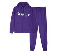 Co Ord Sets for Women Two Piece Outfit Cute Printed Hoodie Tops with Kangaroo Pocket and Elastic Waist Jogging Bottoms Sweatpants Thermal Fall Winter Sweatsuit Hiking Loungewear Activewear