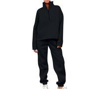 Co Ord Sets for Women Two Piece Tracksuit Set Half Zip Up Sweatshirt Turtle Neck Tops with Elastic Waist Jogging Bottoms Sweatpants Fall Winter Sweatsuit Outdoor Sportwear Hiking Loungewear