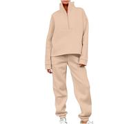 Co Ord Sets for Women Two Piece Tracksuit Set Half Zip Up Sweatshirt Turtle Neck Tops with Elastic Waist Jogging Bottoms Sweatpants Fall Winter Sweatsuit Outdoor Sportwear Hiking Loungewear