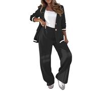Co Ord Trouser Sets for Women Airport 2 Piece Cord Sets Womens UK Ladies Jogging Suits Elegant Wedding Guest Travel Outfits Petite Tracksuits Wide Leg Lounge Leisure Wear Women's Trouser Suits