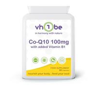 Co-Q10 100mg Capsules with Vitamin B1 | Heart Health & Energy Support | Vegan-Friendly | 90 Capsules | Made in The UK to GMP Standards by vh1be