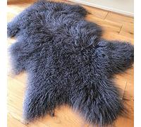 Co-sy Tibetan Mongolian Sheepskin Lambskin Hide Pelt Long Fur Rug Grey 60x90cm