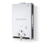CO-Z 20L LPG Water Heater with Winter & Summer Modes - Stainless Steel Tankless with LED Display for Outdoor, Camping, Trip [Energy Class A]