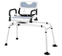 CO-Z 360° Swivel Shower Chair, 12-Level Tub Transfer Bench with Sliding Shower Chair for Elderly & Disabled, Bathtub Chair with 150 kg Weight Capacity Drainage Holes Safety Belt Removable Armrests