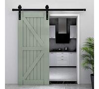 CO-Z 6FT /183cm Sliding Barn Door Hardware Kit - Heavy Duty Carbon Steel Track & Roller System for Wood Doors - Supports Up to 100KG & 90cm Wide Panel - Closet, Bedroom, Industrial Style