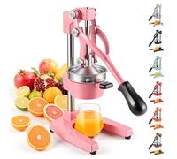 CO-Z Cast-Iron Manual Citrus Juicer Press, Heavy Duty Commercial Orange, Lemon, Lime & Pomegranate Squeezer, 6 kg Countertop Hand Juice Extractor with 304 SS Strainer for Home, Café & Bar, Pink