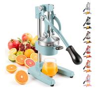 CO-Z Cast-Iron Manual Citrus Juicer Press, Heavy Duty Commercial Orange, Lemon, Lime & Pomegranate Squeezer, 6 kg Countertop Hand Juice Extractor with 304 SS Strainer for Home, Café & Bar, Cyan