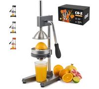 CO-Z Cast-Iron Manual Citrus Juicer with Conical & Flat Pressure Plates, Heavy-Duty Commercial Orange, Lemon & Pomegranate Squeezer, Dishwasher Safe Hand Juice Extractor for Home, Café & Bar, Gray