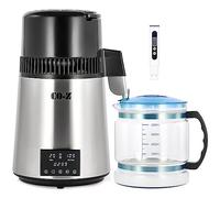 CO-Z Water Distiller 4L, 1750W Countertop Distilled Water Machine | Dual Temperature Display Timer, 304 Stainless Steel Distilled Water Maker with Glass Container for Home Office Travel