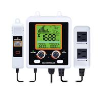 CO2 Controller Carbon Dioxide Monitor CO2 Smart Sensor Dual Outlets Fit with CO2 Regulators and Fans, Two Plug C02 Control for Grow Room, Grow Tent, Greenhouse (UK Plug)
