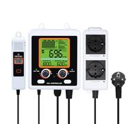 CO2 Controller Dual Outlets CO2 Controller for Grow Room, Two Plugs Automatically Control between CO2 Regulators and Fans, NDIR Sensor CO2 Monitor and Controller Large Display CO2 Chart, Temp, RH