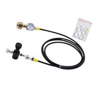 CO2 Cylinder Transfer Hose with Gauge, CGA320 2.5 Meters | Pressure Gauge for Viewing During Transfer, Brass and Aluminum Components, Included Spare Sealing Washers