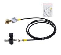 CO2 Cylinder Transfer Hose with Gauge, W21.8 2.5 Meters | Pressure Gauge for Viewing During Transfer, Brass and Aluminum Components, Included Spare Sealing Washers