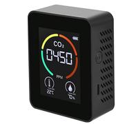 CO2 Detector 3 in 1 Carbon Dioxide Detector, Portable CO2 Sensor with LCD Display, Temperature and Humidity Meter with Alarm for Home, RV, Grow Tents, 400-5000ppm Black, Carbon Dioxide Detector