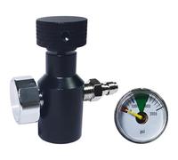 Co2 Fill Adapter, Compressed Air Quick Inflate Connector With 3000 Psi Gauge, Dual Port, G1/2-14 Thread, 8 Mm Male Head, For 12 Oz 20 Oz Co2 Tank Fill Station, Black