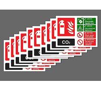 CO2 Fire Extinguisher ID Safety sign 150mm x 100mm (Pack of 10 signs) - 1mm flexible Plastic sign