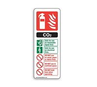 CO2, Fire Extinguisher ID Sign - [75mm x 200mm] Adhesive Sticker 5 X Pack, SZSP03-5pack