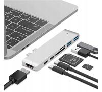 Co2 Hub 7-in-1 USB C for MacBook Pro Air HDMI 4K Thunderbolt 3 5K 40Gbps USB 3.0 SD Reader MicroSD Charge 100W Aluminium Plug and Play Compatible with macOS