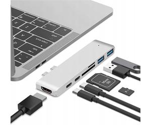 Co2 Hub 7-in-1 USB C for MacBook Pro Air HDMI 4K Thunderbolt 3 5K 40Gbps USB 3.0 SD Reader MicroSD Charge 100W Aluminium Plug and Play Compatible with macOS