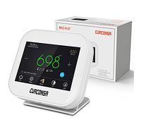 CO2 Monitor, CURCONSA CO2 Meter Indoor Air Humidity and Clock Dual Channel NDIR CO2 Sensor 3.5 Inch TFT Colour Screen with Capacitive Touch 0~5000PPM