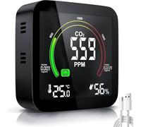 CO2 Monitor Detector Carbon Monoxide, 5 in 1 CO2 Detector Alarm Carbon Dioxide Detector Indoor Air Quality Monitor Temperature Humidity SensMonitor LCD Display Home Office Gym Car