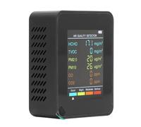 CO2 Monitor, Indoor Air Quality Meters Portable Carbon Dioxide Detector, LCD Backlight Screen CO2 TVOC HCHO PM2.5 PM10 Tester with Alarm Clock, for Home, RV, Grow Tents (Black)