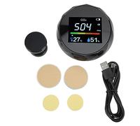 CO2 Monitor Portable Air Quality Detector Real Time Monitoring Temperature Humidity for Home Office ABS White (Black)