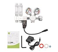 CO2 Regulator Aquarium, DC 12V Waterproof Energy Saving CO2 Dual Regulator with 2 Bubble Counters Independent Trim Valve for Providing CO2