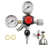CO2 Regulator with Shut Off Knob, Beer Regulator with Pressure Relief Valve, W21.8 EU Thread, 0-60 PSI Beer Keg Regulator, 0-3000 Tank Pressure, Dual Gauge CO2 Regulator Kegerator Parts