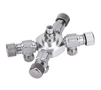 CO2 Splitter Valve, Multi Ways Distributor for Aquarium Fish Tank with Individual Needle Valves, Aluminum Alloy Stainless Steel Material, 2-6 Ways Optional (4 pass)