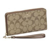 Coach Accordian Zip Phone Wallet Wristlet, Khaki/Saddle 2, Accordion Wallet