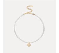 Coach C Heart Gold-Plated Faux Pearl Choker Necklace