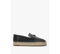 COACH Camilla Black Leather Logo Flat Espadrilles Colour: Black Leathe