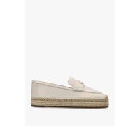 COACH Camilla Chalk Leather Logo Flat Espadrilles Size: 4, Colour: Cam