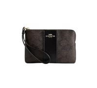 COACH - Corner Zip Wristlet in Signature Canvas with Stripe Gold/Walnut/Black