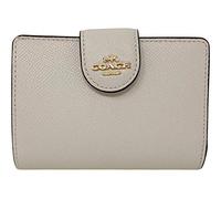 Coach Crossgrain Leather Medium Corner Zip Wallet Chalk Style No. 6390, Chalk, Minimalist