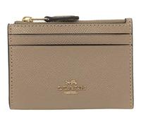 COACH Crossgrain Mini Skinny ID Key Ring Card Case Taupe 88250, Taupe, S, Card Case Wallet