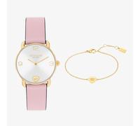 Coach Gold Elliot Pink Heart Bracelet Watch Gift Set - Gold