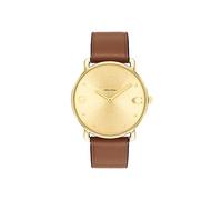 Coach Elliot Women's Watch | Elegant and Sophisticated Stles Combined | Premium Quality Timepiece for Everyday Wear | Water Resistant | (Model 14504201), Saddle/Gold Tone, 36 mm, Genuine Leather Strap