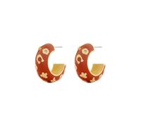 Coach Floral Enamelled Hoop Earrings - Gold - One Size