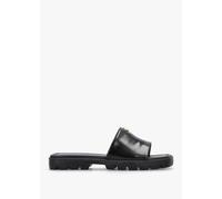 COACH Florence Black Leather Flat Mules Size: 3, Colour: Black Leather