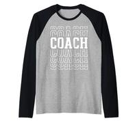 Coach Funny Layered Text Coaching Men Women Raglan Baseball Tee