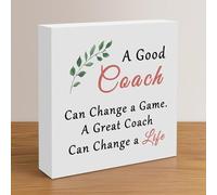 Coach Gifts for Men Women Wood Desk Decor Thank You Gift for Male Coach Female Coach Appreciation Gifts for Baseball Soccer Football Volleyball Coach Inspirational Gift for Coworker Retirement Gift
