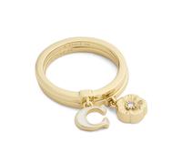 Coach Gold C Logo White Enamel Tea Rose Charm 2 Ring Set - 54