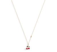 Coach Gold Enamel Green Red Cherry Necklace - 45cm